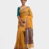 Mustard Yellow Cotton Printed Saree