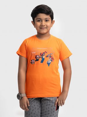 Orange Cotton Short Sleeve T-shirt