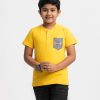 Yellow Cotton Henley T-shirt