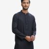 Black Jacquard Semi-Fitted Panjabi