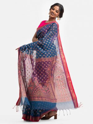 Blue Cotton Saree