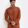 Orange Cotton Semi Fit Panjabi