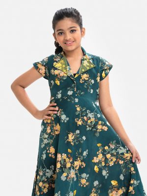 Green Georgette A-line Frock