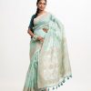 Turquoise Half-silk Saree