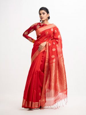 Red Half-silk Saree