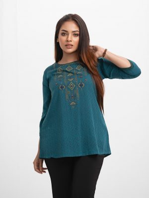Teal Viscose A-line Tunic