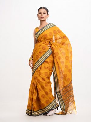 Mustard Yellow Cotton Saree