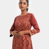 Red Georgette A-line Kameez