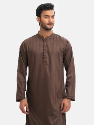 Dark Brown Jacquard Semi Fit Panjabi