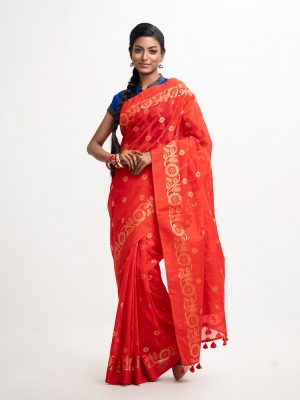 Red Half-silk Saree