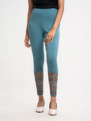 Teal Cotton Knit Leggings