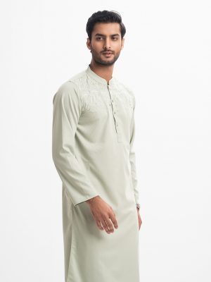 Green Jacquard Semi-Fit Panjabi