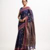 Navy Blue Half-silk Saree