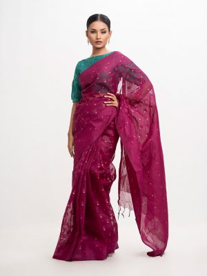 Purple Cotton Saree