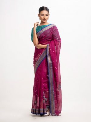 Burgundy Cotton Saree