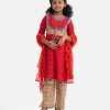Red Viscose A-line Salwar Kameez