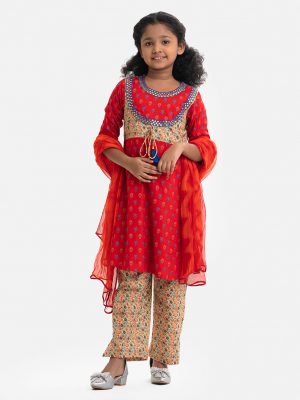 Red Viscose A-line Salwar Kameez
