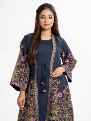 Blue Muslin Shrug Style Tunic