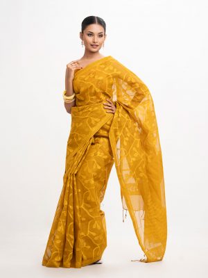 Mustard Yellow Cotton Saree