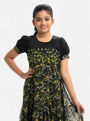 Black Georgette Layered Frock
