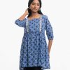 Blue Cotton A-line Tunic