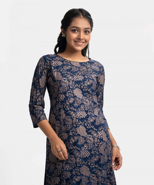 Blue Viscose A-line Tunic