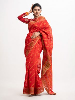 Red Half-silk Saree