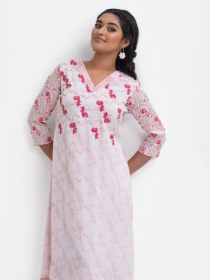 Pink Georgette A-line Kameez