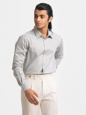 Brown Jacquard Cotton Business Formal Shirt