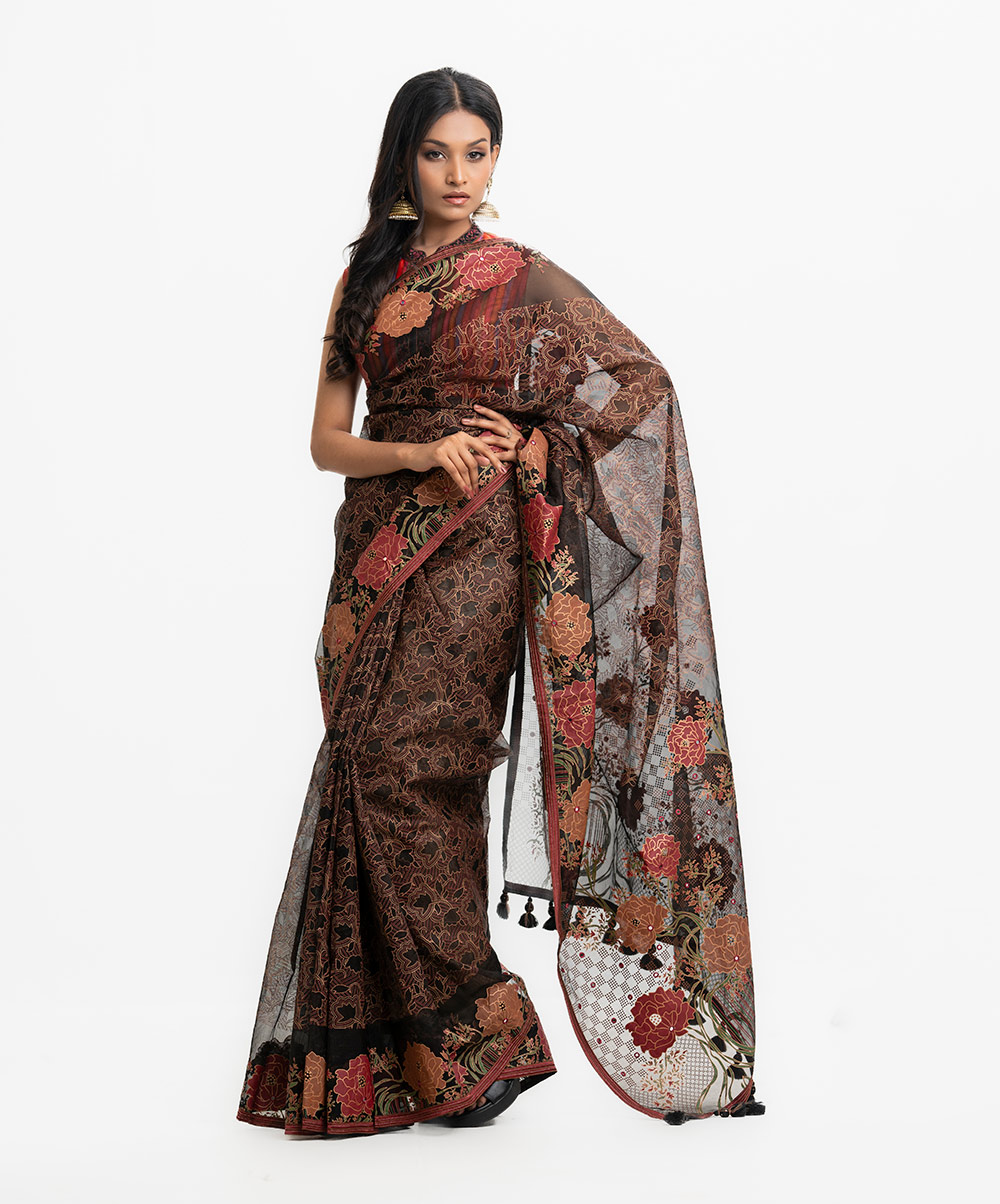 Black Muslin Exclusive Saree