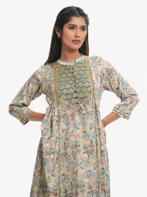 Green Satin A-line Tunic