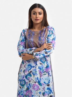 Purple Satin Straight Kameez