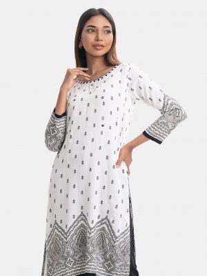 White Viscose A-line Kameez