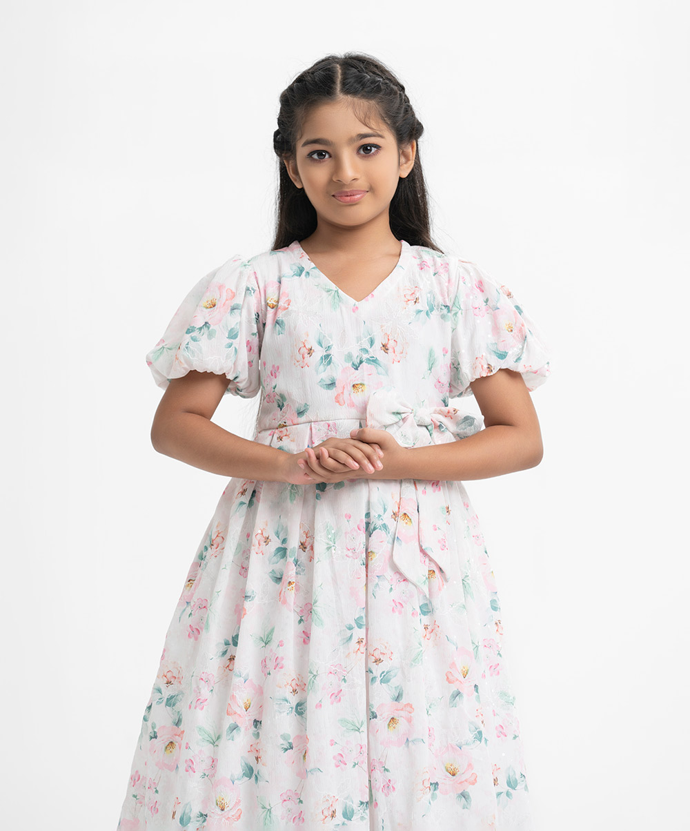 White Georgette Fairy Tale Princess Frock