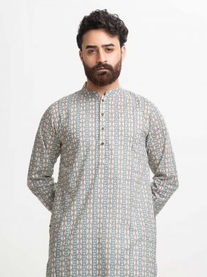 Printed Cotton Fitted Panjabi