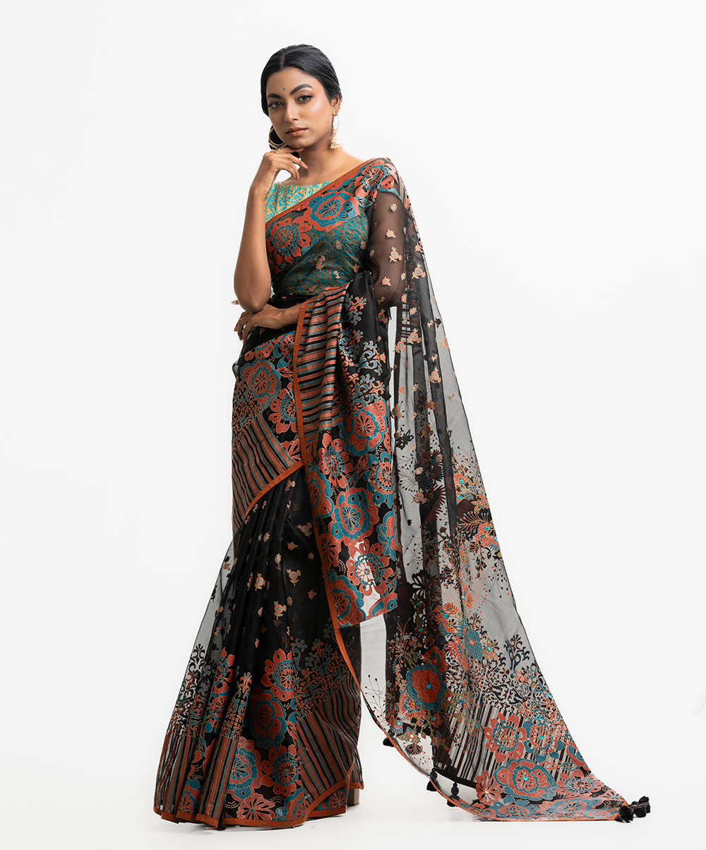 Black Muslin Exclusive Saree