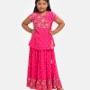 Pink Viscose Retro Wrap Ghagra Choli