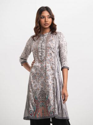 Gray Georgette A-line Kameez