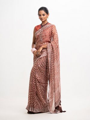 Brown Muslin Exclusive Saree