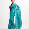 Turquoise Green Cotton Saree