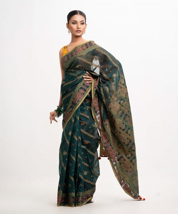 Green Half-silk Saree