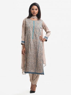 Beige Georgette Straight Salwar Kameez