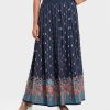 Blue Georgette Box-pleated Long Skirt