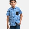 Blue Cotton Kids Casual Shirt