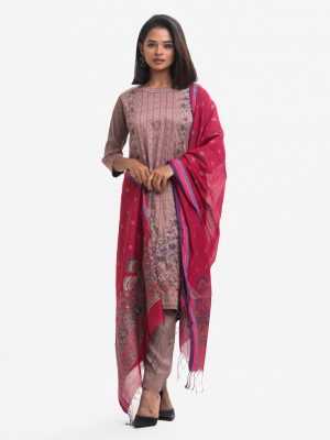 Mauve Georgette Straight Salwar Kameez