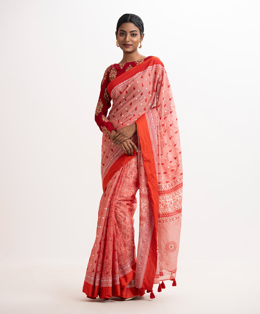 Red Cotton Saree