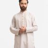White Jacquard Fitted Panjabi