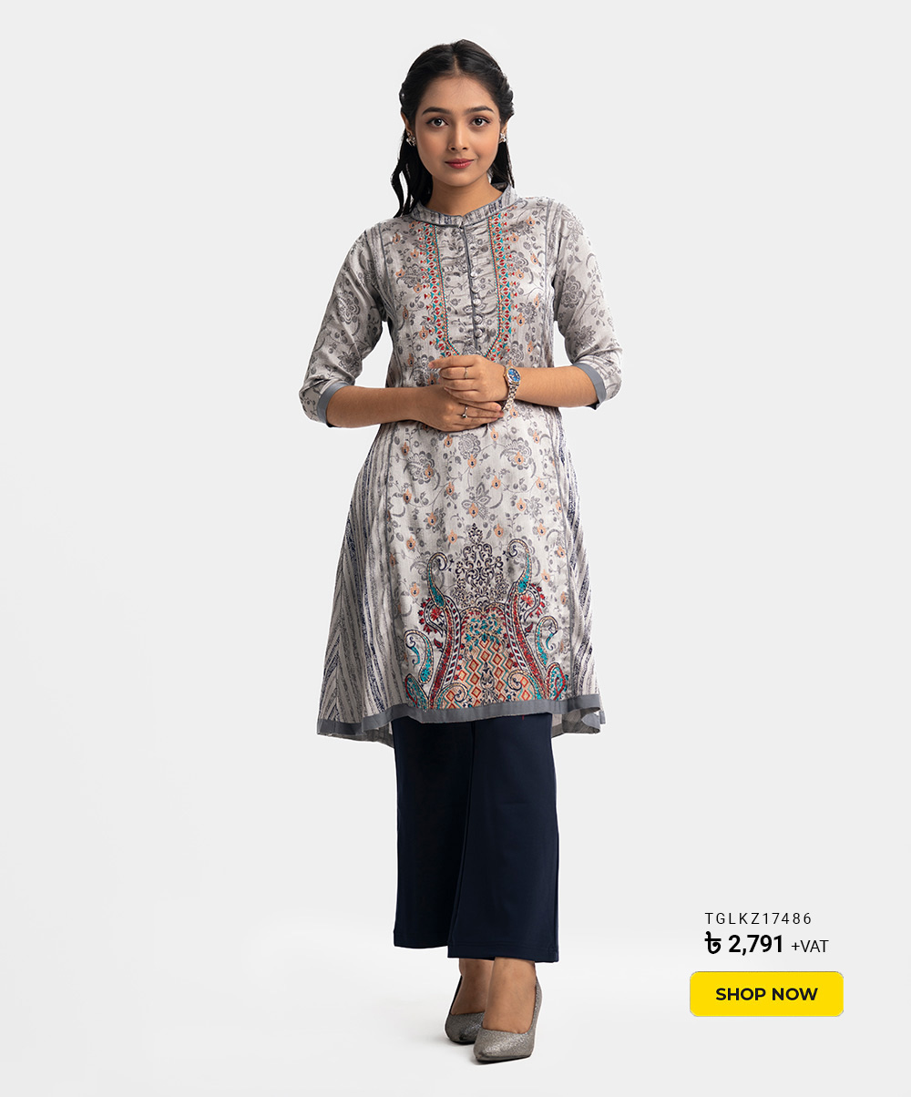 Gray Georgette A-line Kameez
