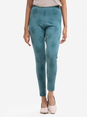 Teal Cotton Knit Leggings