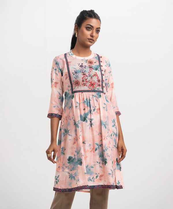 Pink Cotton A-line Tunic
